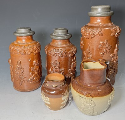Lot 95 - A near pair of stoneware salt-glazed tea...