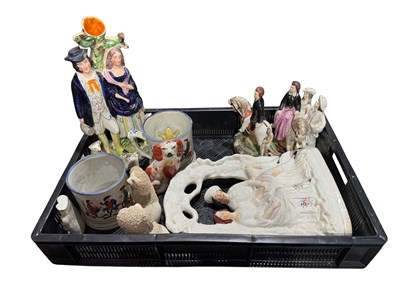 Lot 77 - Staffordshire flatback figures including...