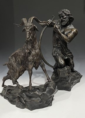 Lot 174 - A bronze figure of a mountain goat after J P...