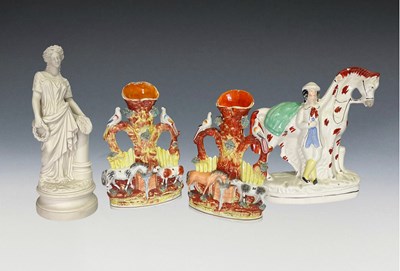 Lot 169 - Three late 19th C Staffordshire figures and a...