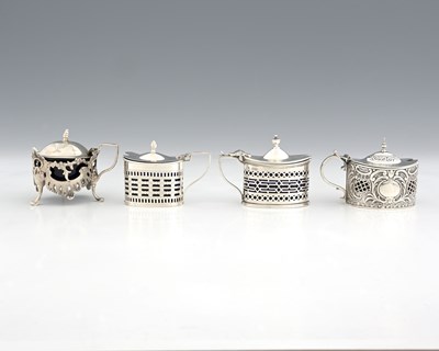 Lot 232 - Four twentieth-century silver mustard pots, to...