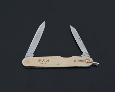 Lot 14 - A George V 9ct gold-mounted penknife, with two...