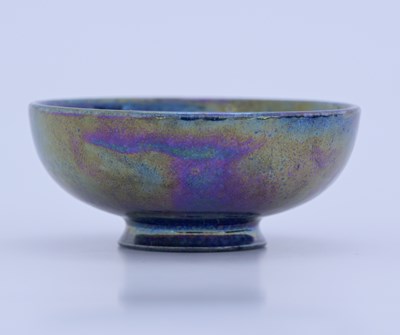 Lot 590 - Ruskin Pottery, a miniature Kingfisher lustre...