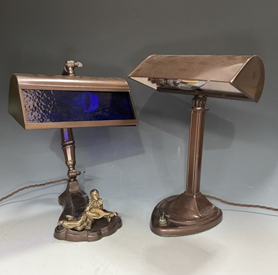 Lot 610 - Two galvanised desk lamps, the one with a part...