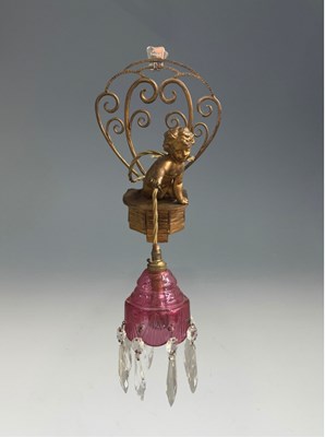 Lot 608 - A gilt metal, wall-mounted pendant light or...