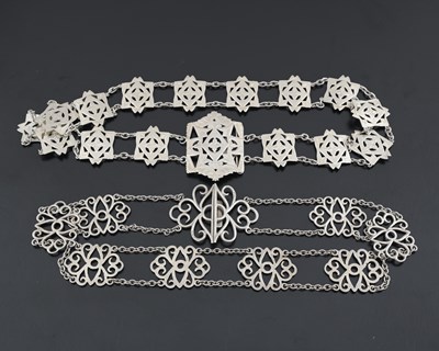 Lot 293 - Two hallmarked silver belts, to include a...
