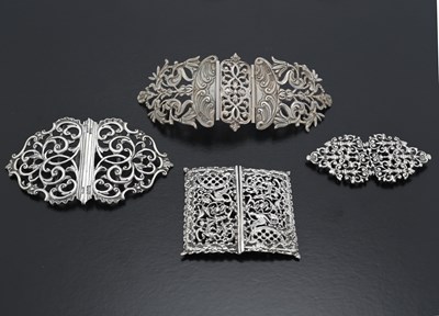 Lot 451 - Four silver buckles, late nineteenth and...