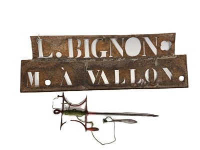 Lot 233 - A French sheet metal stencil 'L. BIGNON M. À...