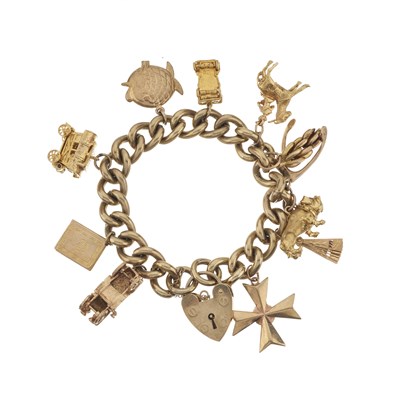 Lot 39 - A 9ct gold charm bracelet