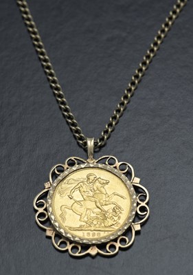 Lot 49 - A Victoria 1898 full sovereign pendant and chain