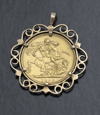 Lot 66 - A Victoria 1893 full sovereign pendant