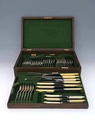 Lot 5 - A twentieth-century cased canteen of plated...