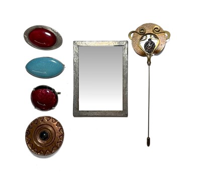Lot 391 - A white metal mounted Ruskin Pottery cabochon...