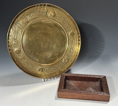 Lot 237C - A Glasgow school brass tray or charger with...