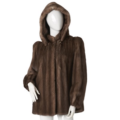 Lot 556 - Karter, a gunmetal hooded mink jacket.