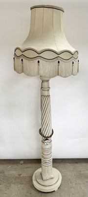 Lot 544 - A white painted wooden column standard lamp on...