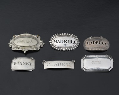 Lot 264 - A collection of six wine labels or bottle...