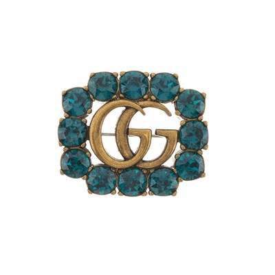 Lot 420 - Gucci, a GG green crystal brooch.