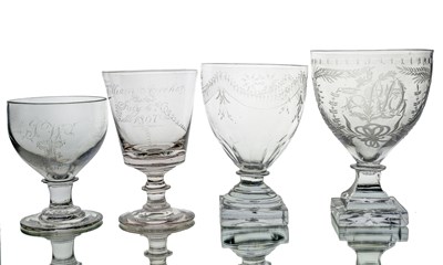 Lot 402 - Four various 19th century etched and diamond...