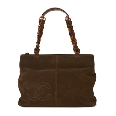 Lot 334 - Chanel, a vintage suede handbag.