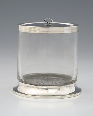 Lot 351 - An Edwardian silver-mounted glass preserve jar...
