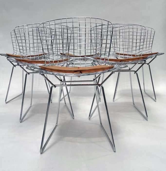 Lot 577 - After Harry Bertoia, a set of six wire side...