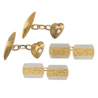 Lot 61 - Two pairs of gold cufflinks