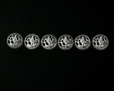 Lot 408 - A set of six Victorian silver buttons, each...