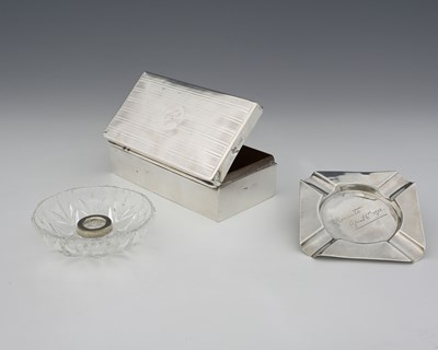 Lot 411 - A George V silver-mounted cigarette box, of...