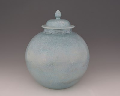 Lot 577 - Ruskin Pottery, a large pale blue lustre vase...