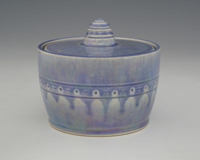 Lot 578 - Ruskin Pottery, a lavender lustre pot and...