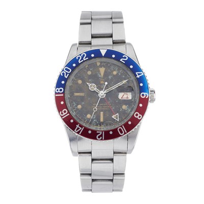 Lot 263 - Rolex, a stainless steel Oyster Perpetual GMT-Master 'Pussy Galore' bracelet watch