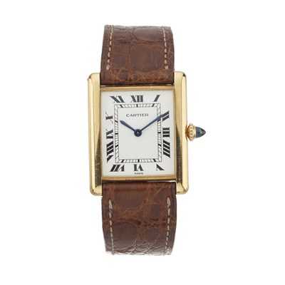 Lot 230 - Cartier, an 18ct gold Tank Louis 'Extra Platte' wrist watch