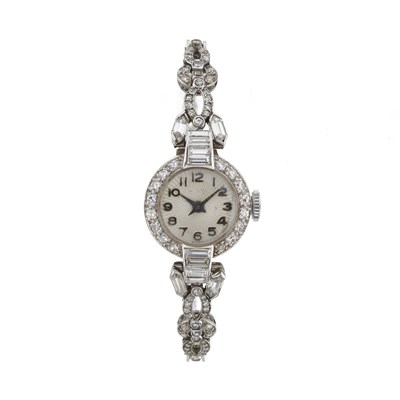 Lot 290 - A white metal diamond set cocktail watch