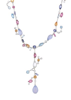 Lot 58 - Cartier, a platinum diamond and multi-gem Meli Melo necklace
