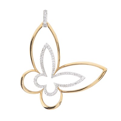 Lot 133 - An 18ct gold diamond butterfly pendant