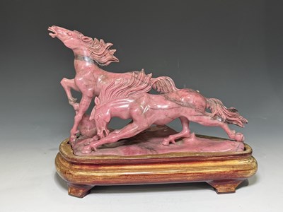 Lot 68 - An oriental rhodochrosite model of two...