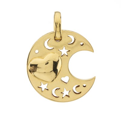 Lot 80 - An 18ct gold diamond crescent moon pendant