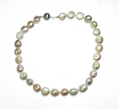 Lot 206 - A baroque pearl necklace, with 18ct gold clasp