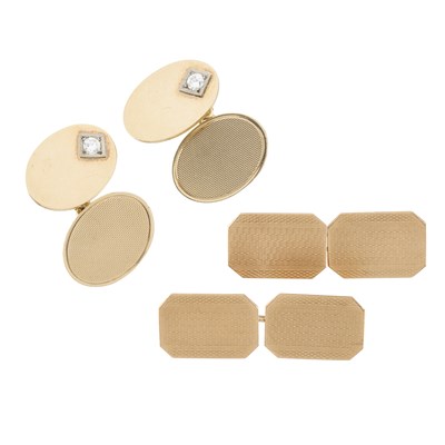 Lot 168 - Two pairs of 9ct gold cufflinks