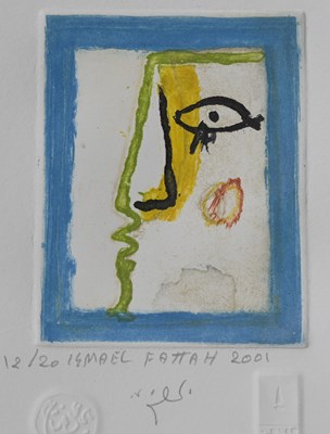Lot 264 - Ismail Fattah (Iraqi, 1934-2004), Face in blue,...