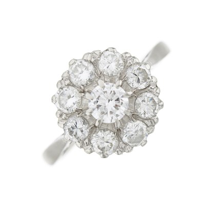 Lot 77 - An 18ct gold brilliant-cut diamond floral cluster ring