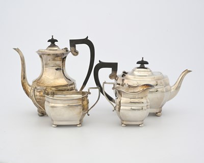 Lot 455 - A George VI silver four-piece tea set,...