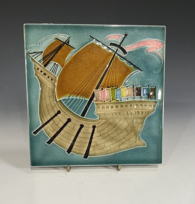 Lot 53 - C F A Voysey for Pilkington, a galleon tile,...