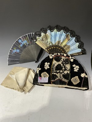 Lot 173 - A 19th-century tea cosy, two fans, and a...