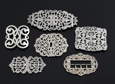 Lot 344 - A collection of hallmarked silver buckles,...
