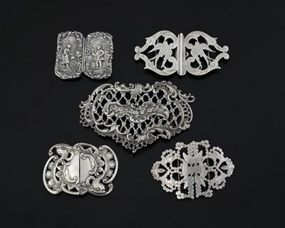 Lot 345 - A group of hallmarked silver buckles, late...