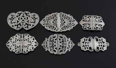 Lot 346 - A group of hallmarked silver buckles, late...