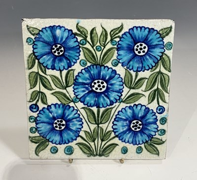 Lot 22 - William de Morgan, a Bedford Park Anemone tile,...
