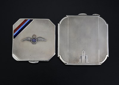Lot 85 - Two George VI Art Deco silver compacts, one...